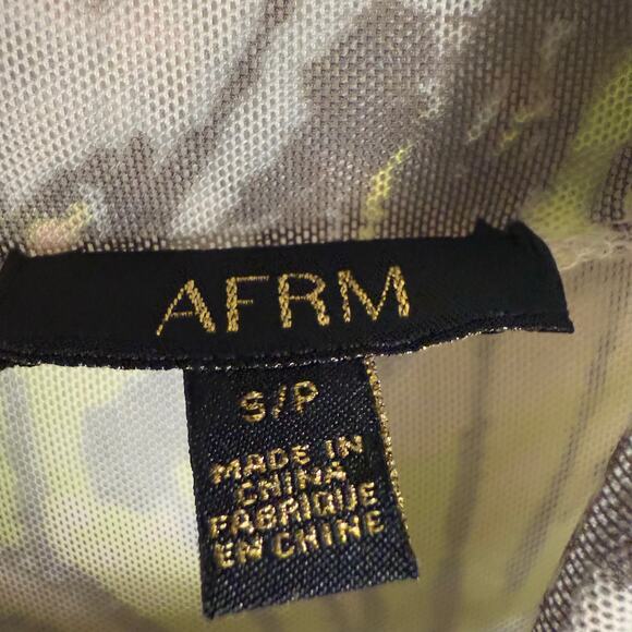 AFRM Shailene Green Abstract Long Sleeve Mesh Turtleneck Midi Dress Size S - Picture 12 of 12